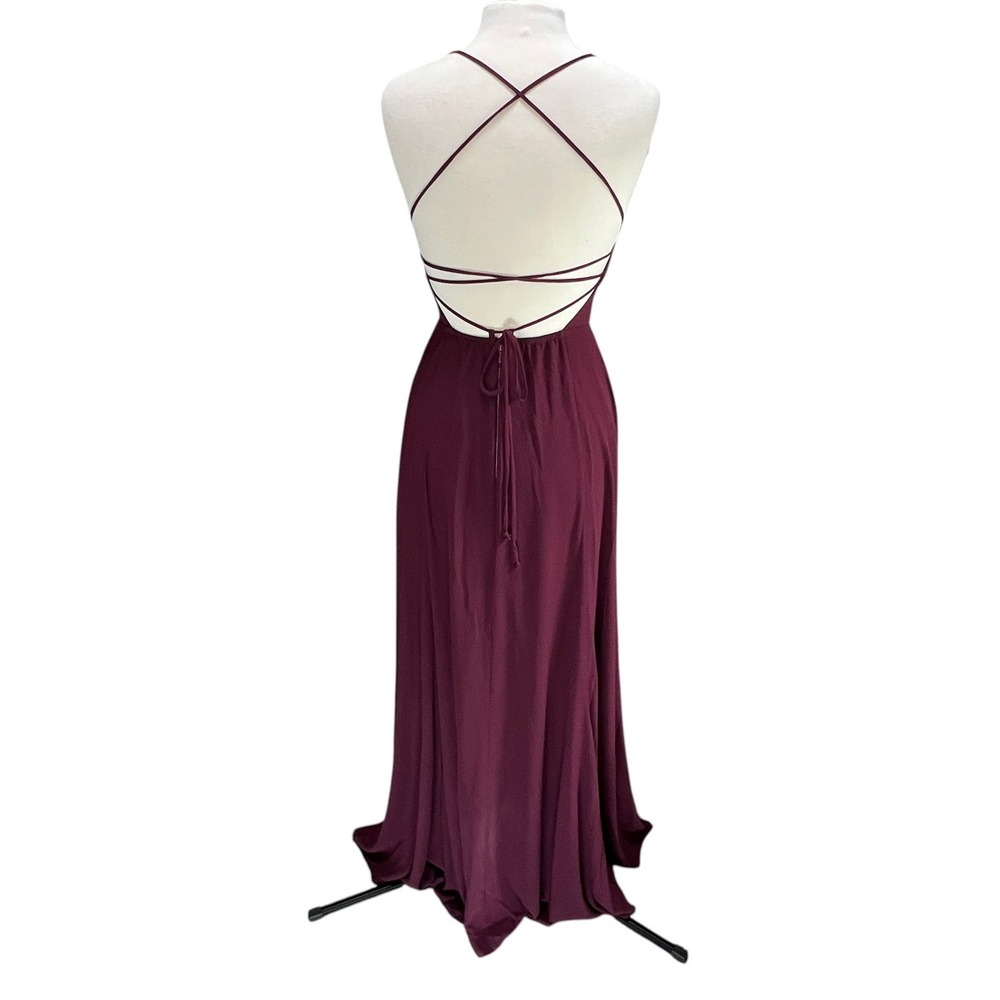 Show Me Your Mumu Kendall Strappy Maxi Dress Sz M Merlot Bridesmaid Formal Gown - Picture 3 of 11